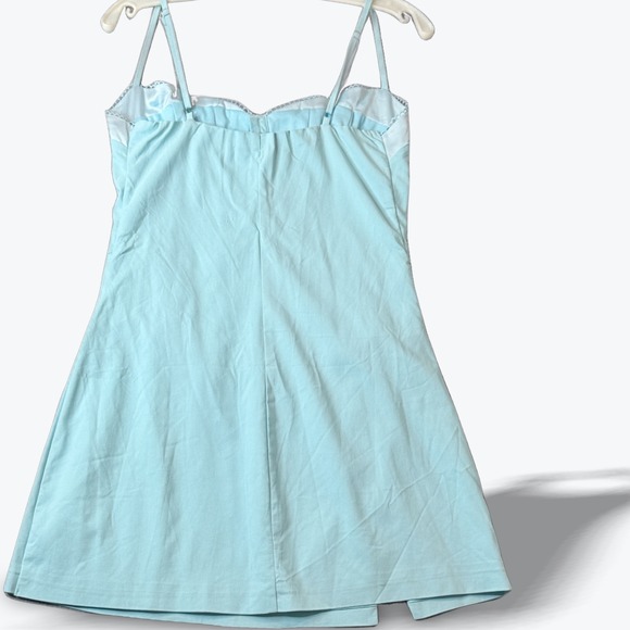 Coquette Corset Mini Dress Baby Blue Lace Trim Sexy‎ Y2K Club Dress Womens Large - Picture 4 of 10